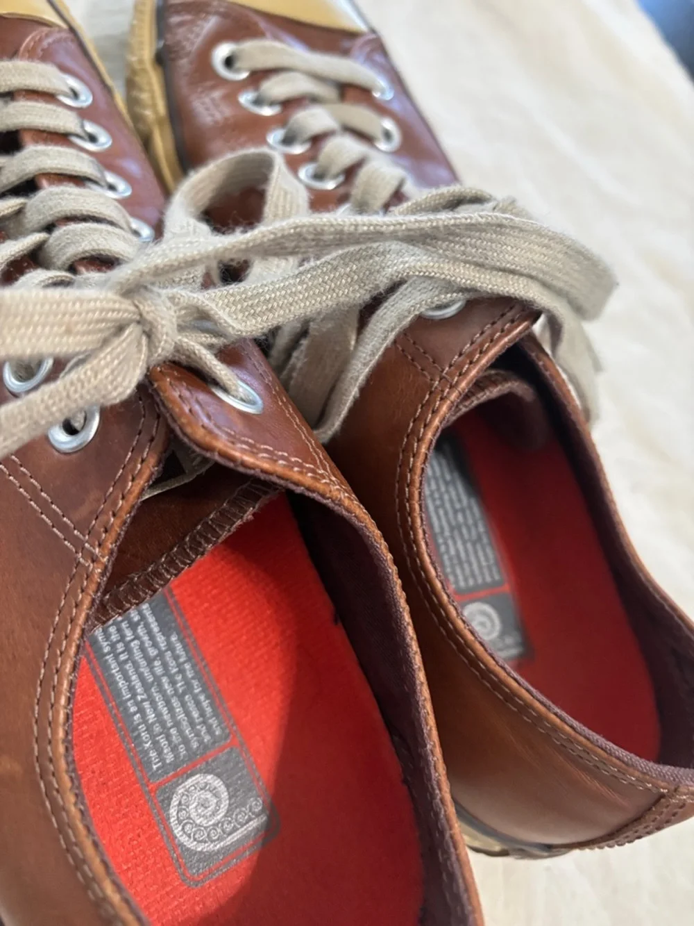 Converse Low Top Leather Sneakers in Brown with Cream Accents - Picture 4 of 6